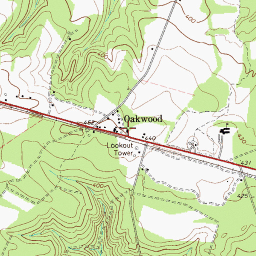Topographic Map of Oakwood Baptist Church, SC
