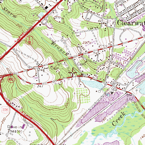 Topographic Map of Old Storm Branch Baptist Church, SC