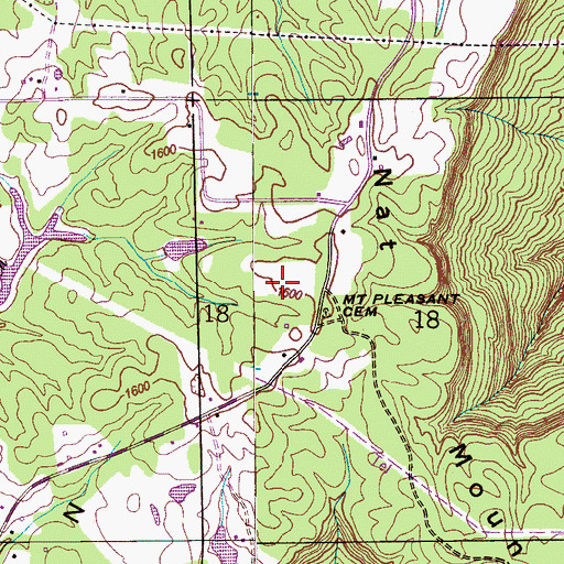 Topographic Map of Nat Mountain, AL