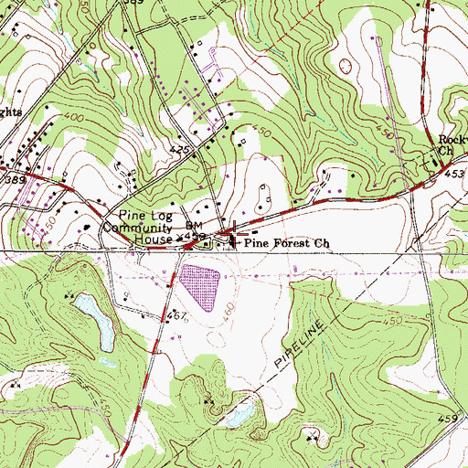 Topographic Map of Pine Forest School (historical), SC