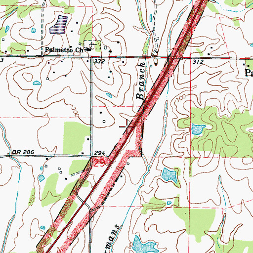 Topographic Map of Natchez Trace Parkway, MS