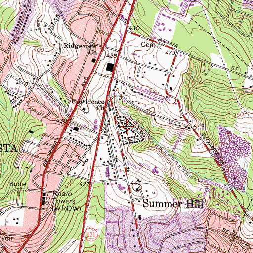 Topographic Map of Rose Hill, SC