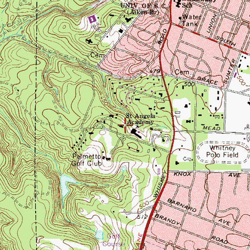 Topographic Map of Saint Angela Convent, SC