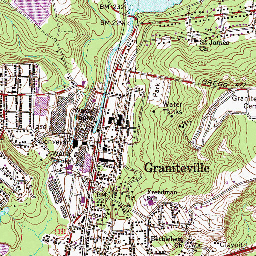 Topographic Map of Saint Johns United Methodist Church, SC