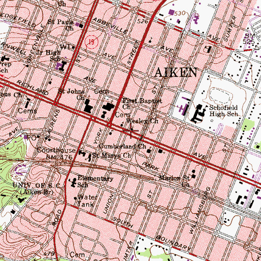 Topographic Map of Saint Marys Help of Christians School, SC