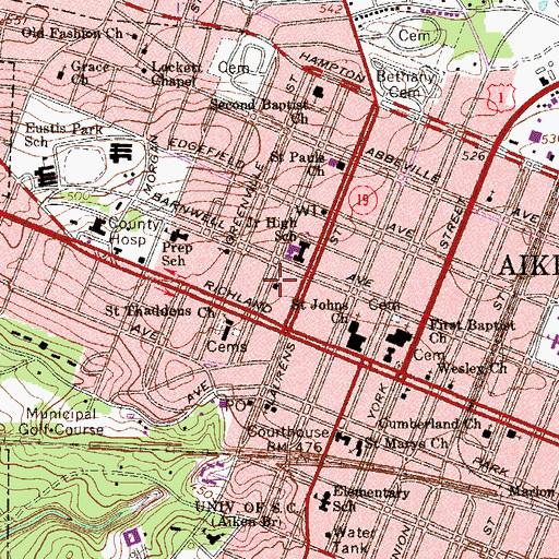 Topographic Map of Saint Pauls Evangelical Lutheran Church, SC