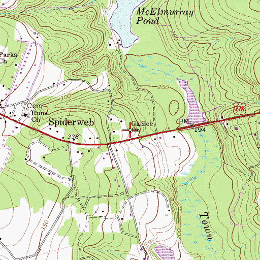 Topographic Map of Spiderweb School (historical), SC