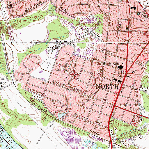 Topographic Map of Sunset Heights, SC
