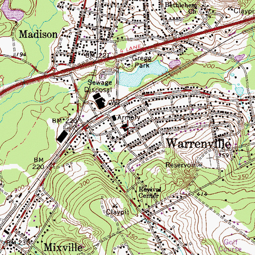 Topographic Map of Warrenville Elementary School, SC