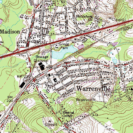 Topographic Map of Warrenville First Baptist Church, SC
