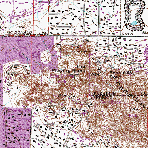 Topographic Map of The Praying Monk, AZ