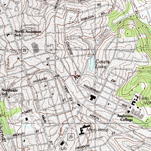 Topographic Map of Central Presbyterian Church, SC
