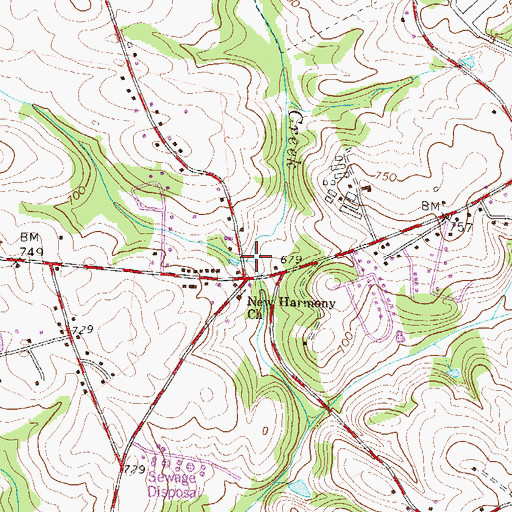 Topographic Map of Chamblees Mill (historical), SC