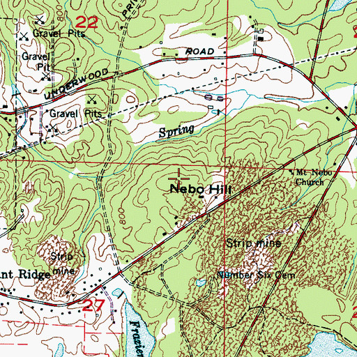Topographic Map of Nebo Hill, AL