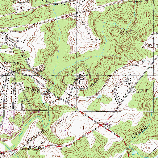 Topographic Map of Creekwood Hills, SC