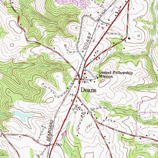 Topographic Map of Deans Presbyterian Church (historical), SC