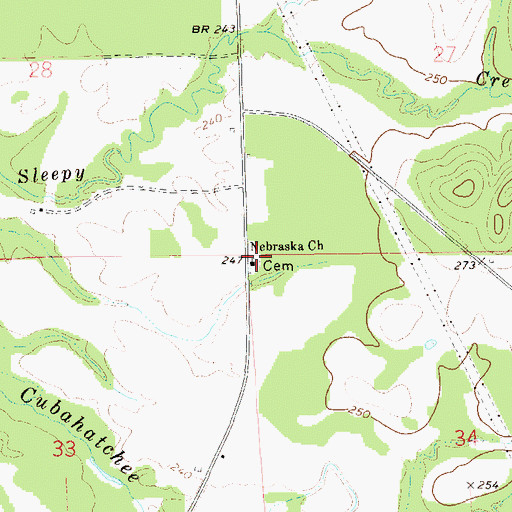 Topographic Map of Nebraska Church, AL