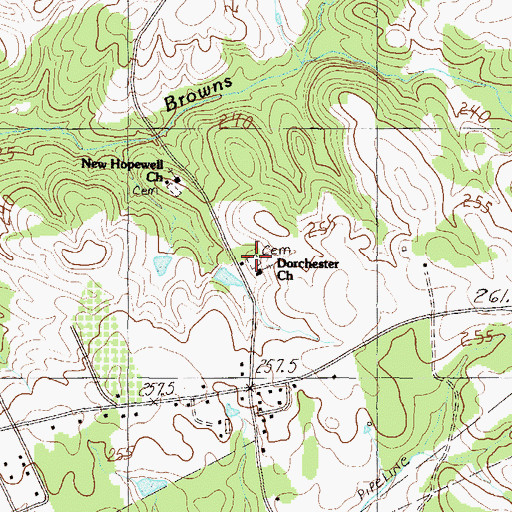 Topographic Map of Dorchester Baptist Cemetery, SC