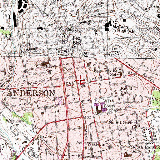 Topographic Map of Durham Shopping Center, SC