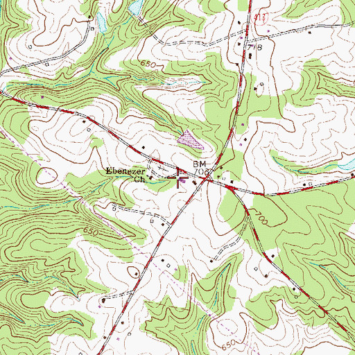 Topographic Map of Ebenezer School (historical), SC