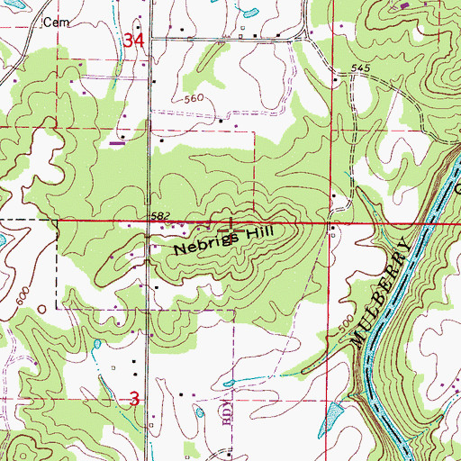 Topographic Map of Nebrigs Hill, AL