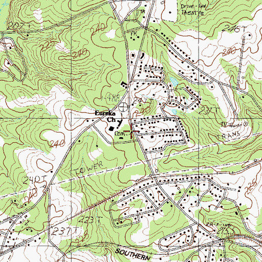 Topographic Map of Eureka Baptist Cemetery, SC