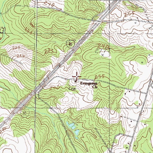 Topographic Map of Evergreen School (historical), SC