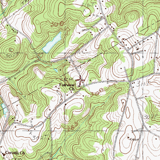 Topographic Map of Fairview Methodist Cemetery, SC