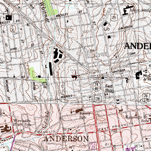 Topographic Map of First Presbyterian Church, SC