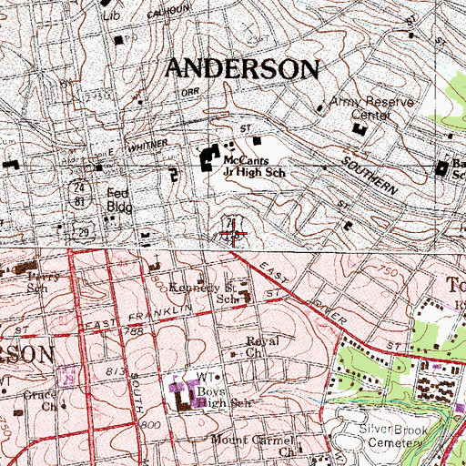 Topographic Map of Forrest College, SC