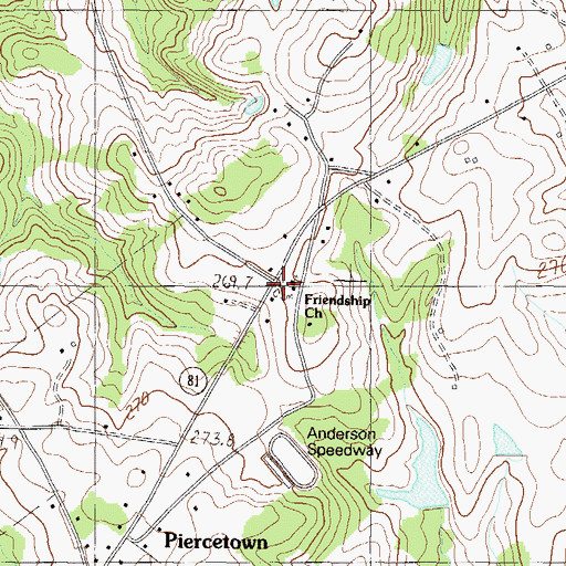 Topographic Map of Friendship Baptist Cemetery, SC
