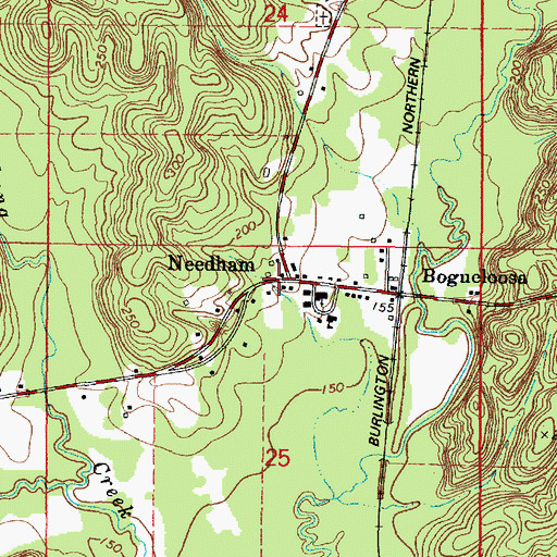 Topographic Map of Needham, AL