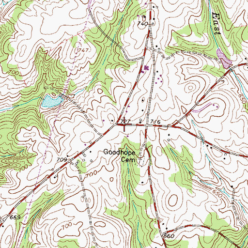 Topographic Map of Good Hope Church (historical), SC