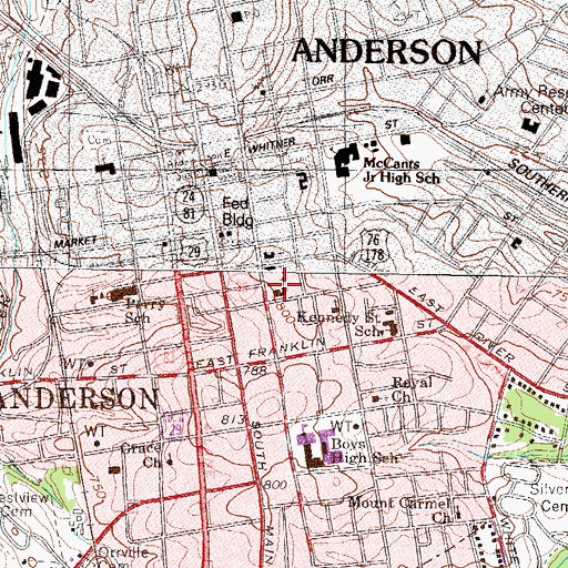 Topographic Map of Grace Episcopal Church, SC