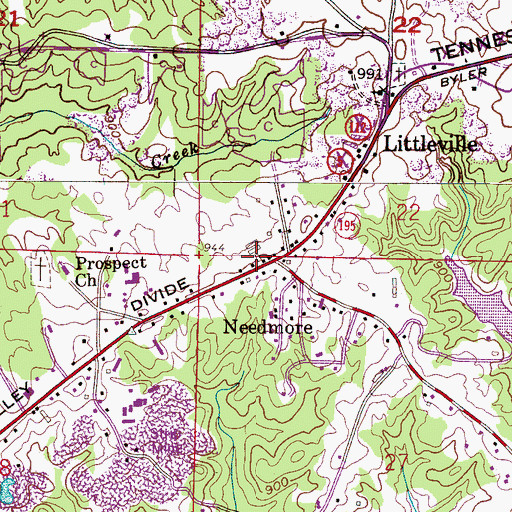 Topographic Map of Needmore, AL
