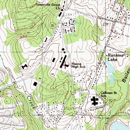 Topographic Map of Hanna High School, SC
