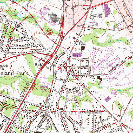 Topographic Map of Homeland Park Baptist Church, SC