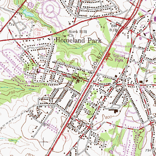 Topographic Map of Homeland Park Church of God, SC