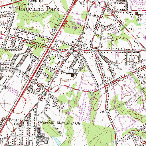 Topographic Map of Homeland Park Elementary School, SC