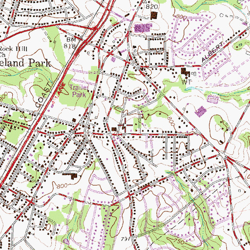 Topographic Map of Homeland Park - John Wesley United Methodist Church, SC