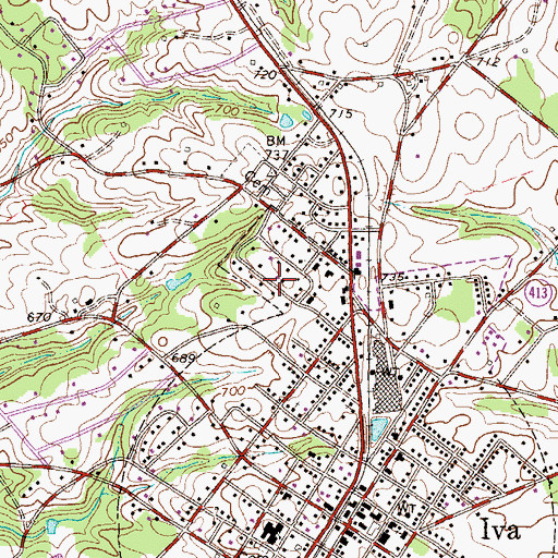 Topographic Map of Iva Elementary School, SC