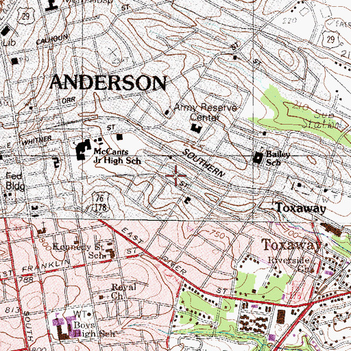 Topographic Map of Jefferson Avenue Park, SC