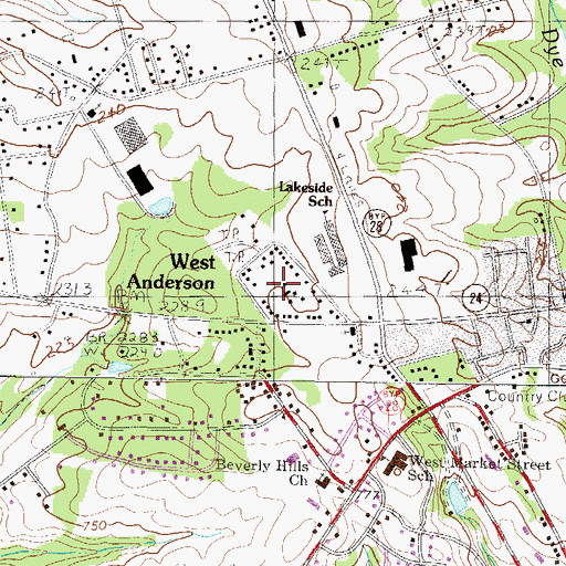 Topographic Map of Lakeside, SC