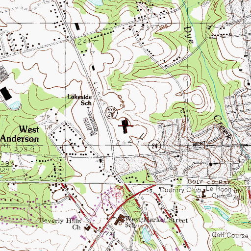 Topographic Map of Lakeside Mall Shopping Center, SC