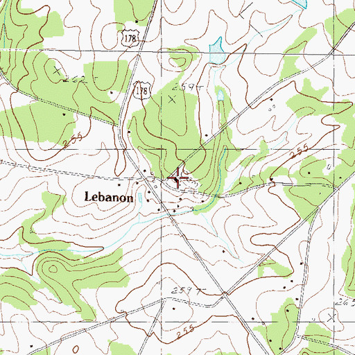 Topographic Map of Lebanon Baptist Church, SC
