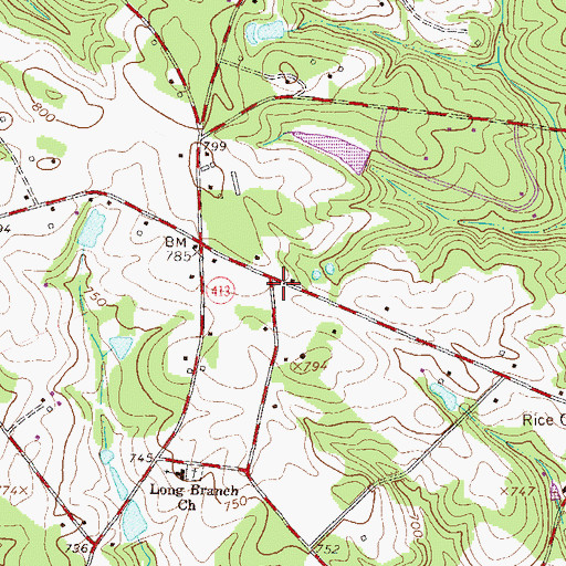 Topographic Map of Long Branch School (historical), SC