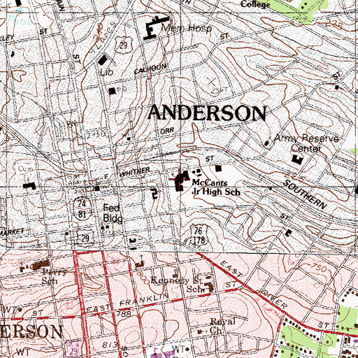 Topographic Map of McCants Junior High School, SC