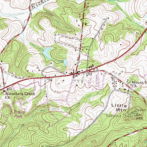 Topographic Map of Mountain Creek, SC