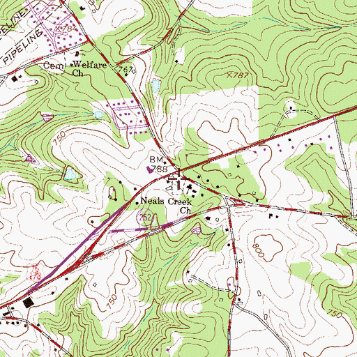 Topographic Map of Neals Creek Cemetery, SC