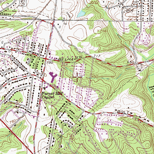 Topographic Map of Nevitt Woods, SC